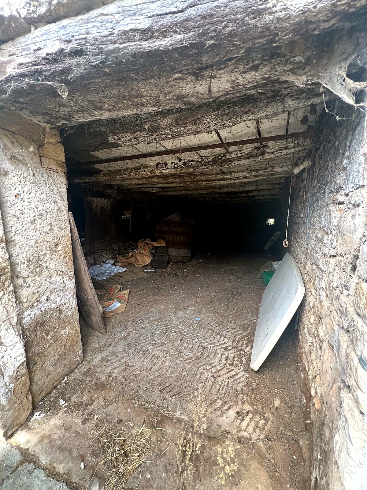 Inside a stone outbuilding